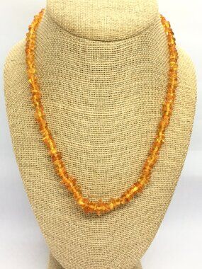VINTAGE AMBER Necklace Chip Honey Butterscotch Beaded Baltic Style 18”